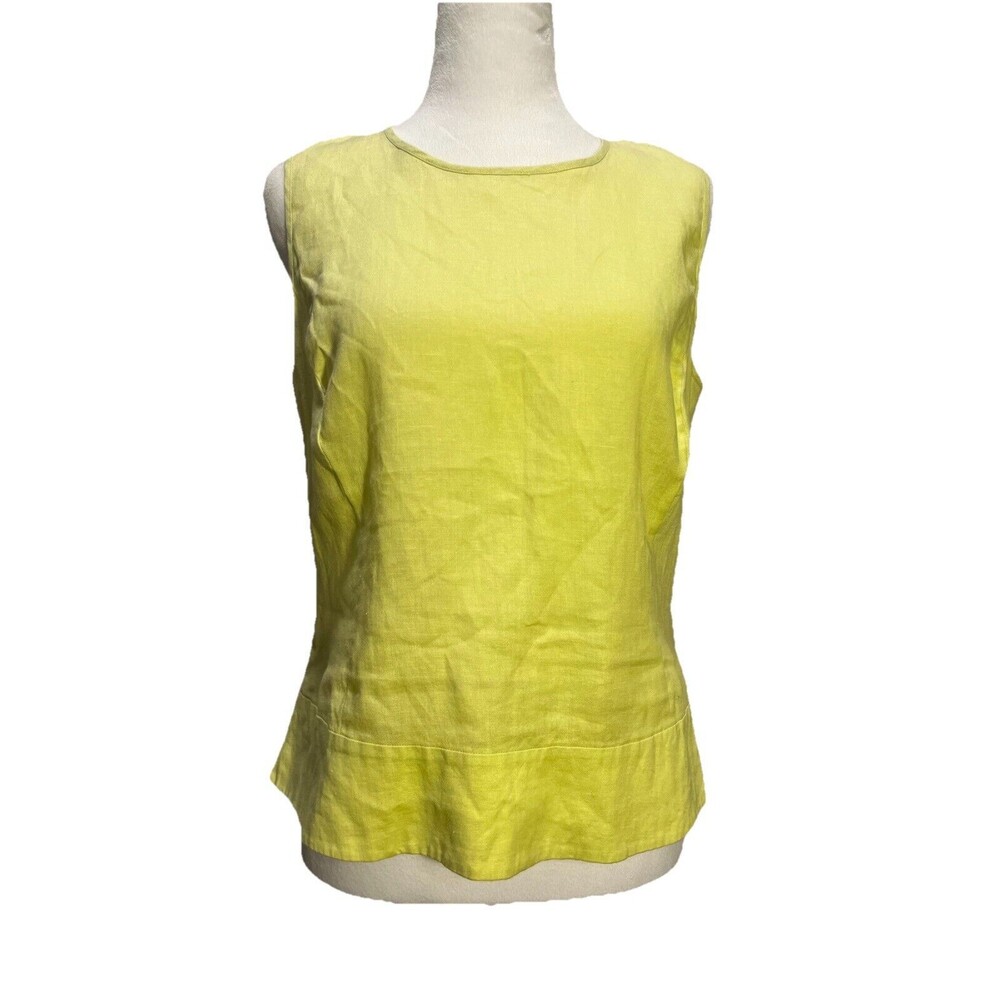 Ann Taylor Pale Yellow 100% Linen Women's Shell Tank 12 Capsule Classic Fitted